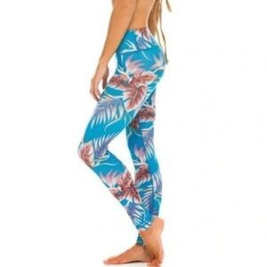Aviator Nation Kauai Floral Leggings Blue Multi Activewear Women’s XS